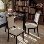 9-Piece Expandable Dining Table Set, 60"-80" Modern Wood Table with 8 Upholstered Chairs, Large Rectangular Extension Set for Dining Room, Conference & Entertaining, Black