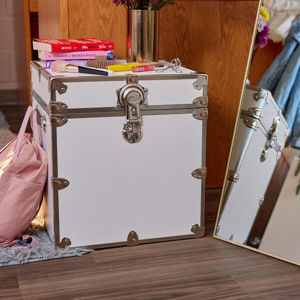 Rhino Trunk & Case Classic Cube Trunk - Home Storage Box, College Footlocker and Seating - 18"x18"x20", 1500+ lbs Capacity, Many Colors, Soft-Close Lid. USA Made Secure Dorm Furniture & Organization