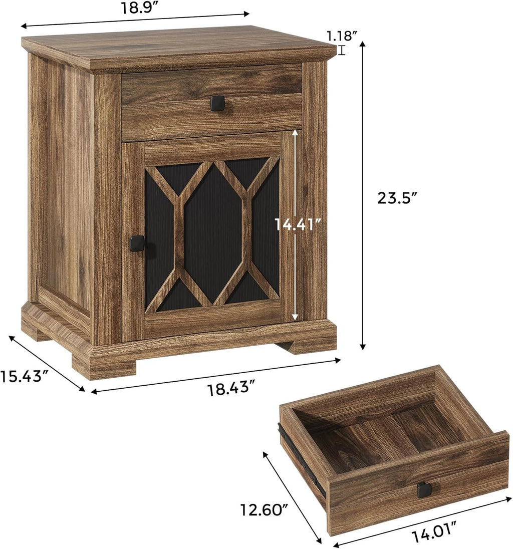 Living Room Table Sets 4 Piece Includes TV Stand, Farmhouse TV Stand for 65Inch TV, Rectangular Coffee Table with Storage, Two End Table with Drawer, Rustic Brown