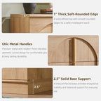 ACCOHOHO 63 Inch Sideboard Buffet Cabinet with Storage & Arched Doors, Wood Coffee Bar Tables with Adjustable Shelf for Living Room, Kitchen, Entryway, Natural Oak