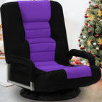 Swivel Gaming Chair Multipurpose Floor Gaming Chair for Playing Video Games, TV, Reading w/Armrest Lumbar Support & 6 Adjustable Postion Backrest for Adults,Purple