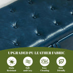 48" PU Leather Storage Ottoman Benches for Bedroom,Tufted Ottomans with Storage for Living Room,Mid Century Modern Bench with Seating for Entryway,Window,Bedside (PU Blue, 48 inch)