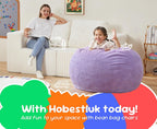 Hobestluk Kids Bean Bag Chair Teardrop Shape with Filling, 2.5FT Purple | Soft Fabric, Corduroy Cover, Removable and Washable, Memory Foam Filler, Portable Handle, Gaming, Relaxing, For Living Room