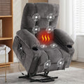 Power Lift Recliner Chair for Elderly with Lumbar Heat and Vibration Massage, Electric Lift Recliner Chair with Remote Control and USB Port,4 Storage Pockets & 2 Cup Holders for Living Room - Grey