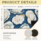Navy Blue Beach Ocean Oyster Door Mat, Abstract Oyster Shell Coastal Ocean Doormat Indoor Outdoor Entrance Entryway, Beach Welcome Mats for Front Door Outside, 17x30 Inches