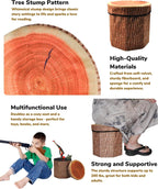CHEFAN Fruit Storage Stool Ottoman,Tree Stump Stool, Cute Folding Storage Toy Box, Collapsible Seat Chest, Wood Stump Organizer Stool for Toy, Cloth and Kids