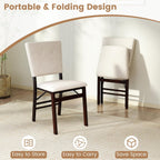 Giantex Folding Dining Chairs Set of 2, Armless Kitchen Chair w/Padded Seat & Tilt Backrest, Rubber Wood Legs, Upholstered Accent Side Chairs for Dining Room, Living Room, Restaurant