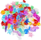 HAPTIME 80 Pcs Seashells, Sensory Bin Filler, Diving Gem Pool Toys for Kids, Plastic Sea Shells for Crafting, Little Mermaid Table Decorations, Vase Filler