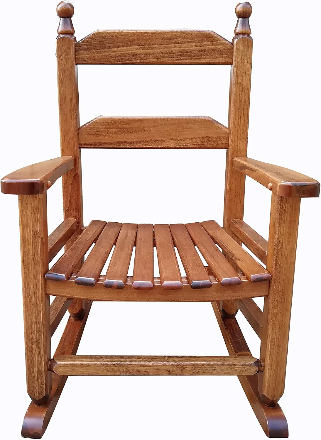 K081NT Durable Natural Child’s Wood Porch Rocker/Outdoor Rocking Chair - Indoor or Outdoor - Suitable for 3-7 Years Old