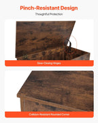VEVOR Kids Storage Bench, Wooden Toy Box Chest, Large Storage Cabinet with Safety Hinge, Toddlers Retro Storage Bench for Playroom, Living Room or Entryway, 29.7 x 15.3 x 18.9 in, Easy Assembly, Brown