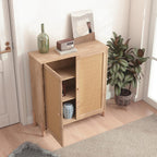 CIATRE Mid-Century Modern Natural Storage Cabinet with Woven Rattan Doors & Adjustable Shelves - Ideal for Living & Dining Room Decor & Organization