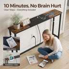 8.6" Narrow Console Table Behind Couch, 39.7” L x 32.3” H, Slim Sofa Table with Fast Charging Station for Small Spaces, Skinny Entryway & Hallway Table, Easy Assembly