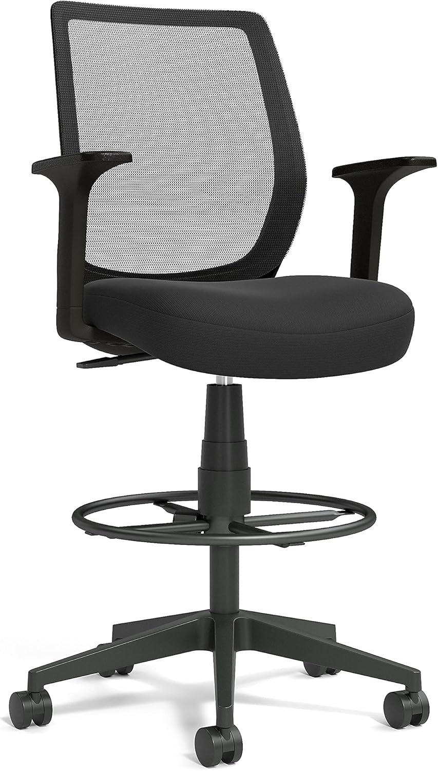 Staples Drafting Stool, Mesh, Ergonomic, Adjustable Height, Swivel, Black