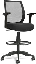 Staples Drafting Stool, Mesh, Ergonomic, Adjustable Height, Swivel, Black
