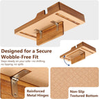 Couch Insert Tray for Middle Seat, Acacia Wood Couch Table with 2 Cup Holders, Fits Armless Sofa & Sectionals, Fold-Flat Tray for Drinks, Snacks & Remotes