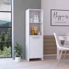 White Engineered Wood Pantry Cabinet, 4 Shelves, Single Door, Soft Close Hinges - 15.74" L x 17.71" W Kitchen Storage Solution