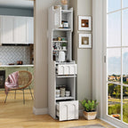 71" High Pantry Cabinet Kitchen Hutch Cabinet with Doors & Open Shelves, Stylish Wooden Sideboard Cupboard Storage Cabinet, Anti-Tip Design Hutch for Kitchen Bathroom(White)