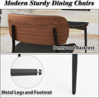 HENGJIANYI Bentwood Dining Chairs Set of 2, Modern PU Leather Dining Room Chairs with Metal Legs, Mid Century Upholstered Kitchen Chairs with Curved Back and Seat, Black