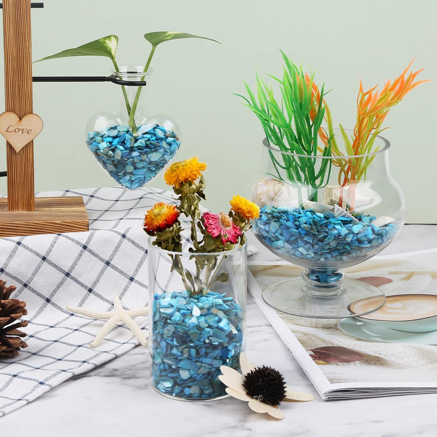 Crushed Shells for Crafts, Small Natural Crushed Seashells Pieces Chips, Sea Shells for Decorating Wedding Vase Fillers Beach Weddings Party Home Decor 21oz