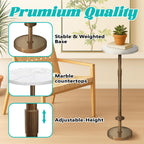 Martini Table Height Adjustable, Drink Tables for Small Spaces, Round Side Table, Tiny Side Tables for Living Room, Bedroom, Cocktail (White)