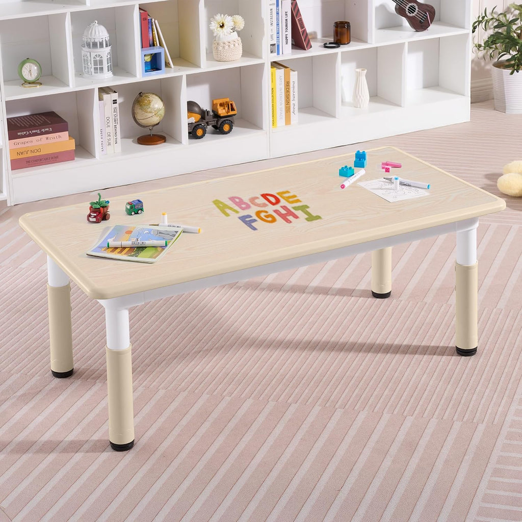 GITAWUSA Adjustable Kids Table, Arts and Crafts Child Table with Graffiti Desktop, 7 Level Height Adjustable Children Table for Ages 3-8, Easy to Wipe Toddler Desk for Classrooms/Daycares/Homes