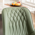 YOUNIKE Olive Green Faux Leather Dining Chairs Set of 2 Mid-Century Modern High Padded Back Comfy Upholstered Kitchen Chairs with Metal Legs Wide Seat Accent Side Chair for Dining/Living/Waiting Room