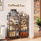 HapiRm Rolling Kitchen Microwave Cart - 4 Tier Microwave Table Stand with Pull-Out Baskets, Coffee Bar Baker's Rack with Wheels Rolling Storage Cart Organizer Shelf for Living Room Office, Balcony