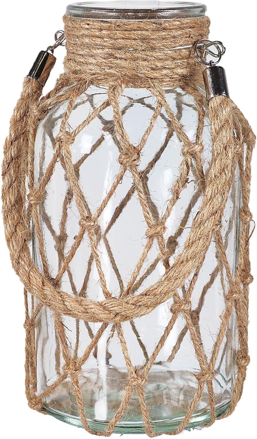 TIWPAJS Pampas Grass Vase, Boho Home Decor for Bedroom/Living Room/Coffee Table/Entryway/Office/House, Fall Farmhouse Decor, Glass Vase with Hand-Woven Hemp Rope, Room Decor Aesthetic, Modern Home