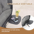 Double Egg Chair with Cup Holder Outdoor Indoor,2 Person Oversized Wicker Lounge Chair with 8” Thicken Cushions & Rain Cover 700lbs for Patio Balcony Porch Living Room