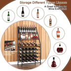 TQVAI Wine Rack Freestanding Floor Modular Split 40 Bottles Vertical Countertop Wine Racks Tall Liquor Bottle Display Shelf with Hidden Cork Organizer for Home Bar, Black/Antique