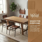 Rustic Dining Table for 4-6 People, 59" Farmhouse Rectangular Kitchen Table, Reclaimed Solid Wood Dining Room Table with Trestle Base for Kitchen/Dining Room, Home Office, Rustic Brown