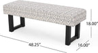 Cassie Boho Fabric Bench, Black Print