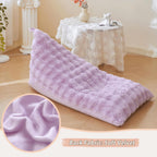 LIFEREVO Faux Rabbit Fur Stuffed Animal Bean Bag Storage (No Filler), Soft Waffle Bubble Beanbag Chair Cover for Cushion Home Decor, Furry Floor Lounger Plush Toys Organizer for Kids Girls, Lavender