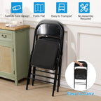 6 Pack Folding Chairs Metal Chairs Set with Padded Seats and Back, Padded Folding Chair for Home Office Wedding Party, Indoor and Outdoor Events, Set of 6 (Black-Fabric, 6 Pack)