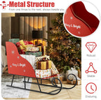 Tangkula Metal Christmas Santa Sleigh Basket, Xmas Santa’s Gift Storage Sleigh, Festive Decorative Sleigh Cart, Holiday Decoration for Home Office Carnival