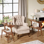 Tribesigns Solid Wood End Table, 2-Tier Farmhouse Side Table with Storage Shelves, Slim Side Table for Couch with Unique Legs, Long Bedside Table for Bedroom, Living Room, Rustic Brown