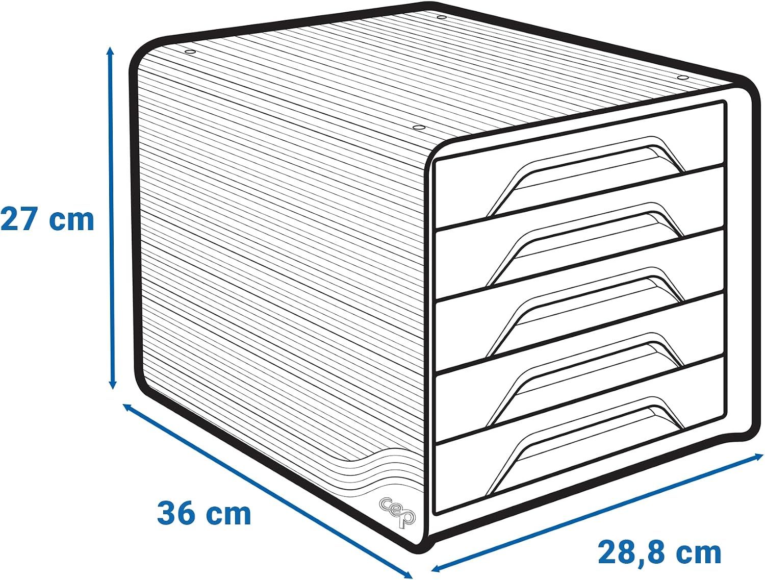 Smoove Desktop Module 5 Drawers