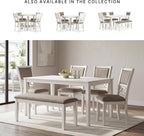 Signature Design by Ashley Erinberg Casual Dining Table with 4 Armless Upholstered Chairs and Bench, Set of 6, White & Light Gray