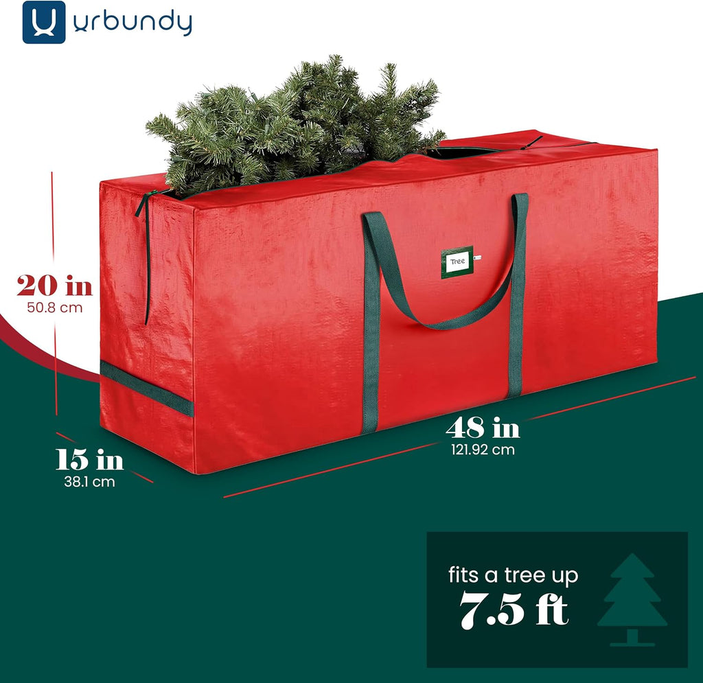 Heavy Duty Moving Bag 7.5 Ft - Christmas Tree Bag Red - Xmas Tree Storage Bag Holds 7.5 Ft Christmas Tree Storage For All Year Round Christmas Storage