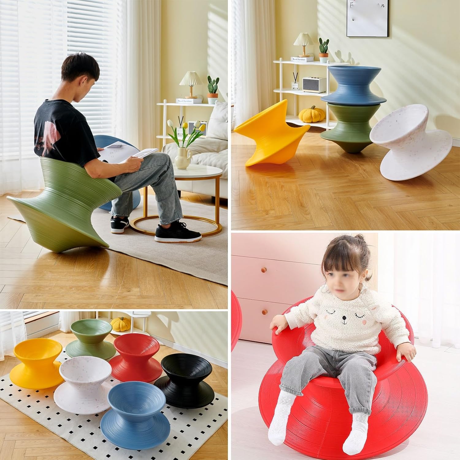 360° Swivel Gyro Chair for Kids, Spinner Seat for Autism, One-Piece Molded Lounge Seat for Sensory Training, Relaxation in Bedroom, Living Room, Camping, Backyard