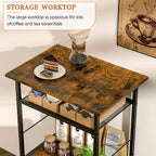 X-cosrack Coffee Bar Station, 3-Tier Small Coffee Stand Station with Storage, Farmhouse-Style Kitchen Microwave Stand Featuring 1-Door Cabinet for Living Room, Entryway, Kitchen