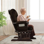 DORTALA Baby Glider Rocker with Ottoman, Multi-Position Glider with Cleanable Upholstered, Smooth Rocking Motion, Nursery Glider & Ottoman Sets for Nursing Baby, Reading, Brown