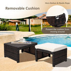 ORALNER Outdoor Ottoman, Set of 2 Wicker Footstools, All-Weather Rattan Foot Stools w/Removable Cushions, Patio Footrest Extra Seating for Porch, Poolside, Garden, Deck, Easy Assembly (Off White)
