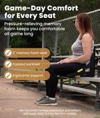 Everlasting Comfort Stadium Seats with Back Support - Adjustable Memory Foam Bleacher Chairs with Back and Cushion, Portable, Easy Folding Stadium Seat Cushion with Storage Pocket
