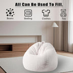 Faux Fur Bean Bag Cover (No Filler) Stuffed Animal Storage Adults Dark Blue | Bean Bag Covers Large Bean Bag Sofa for Adults, furry fuzzy surface,for living room bedroom holiday gift