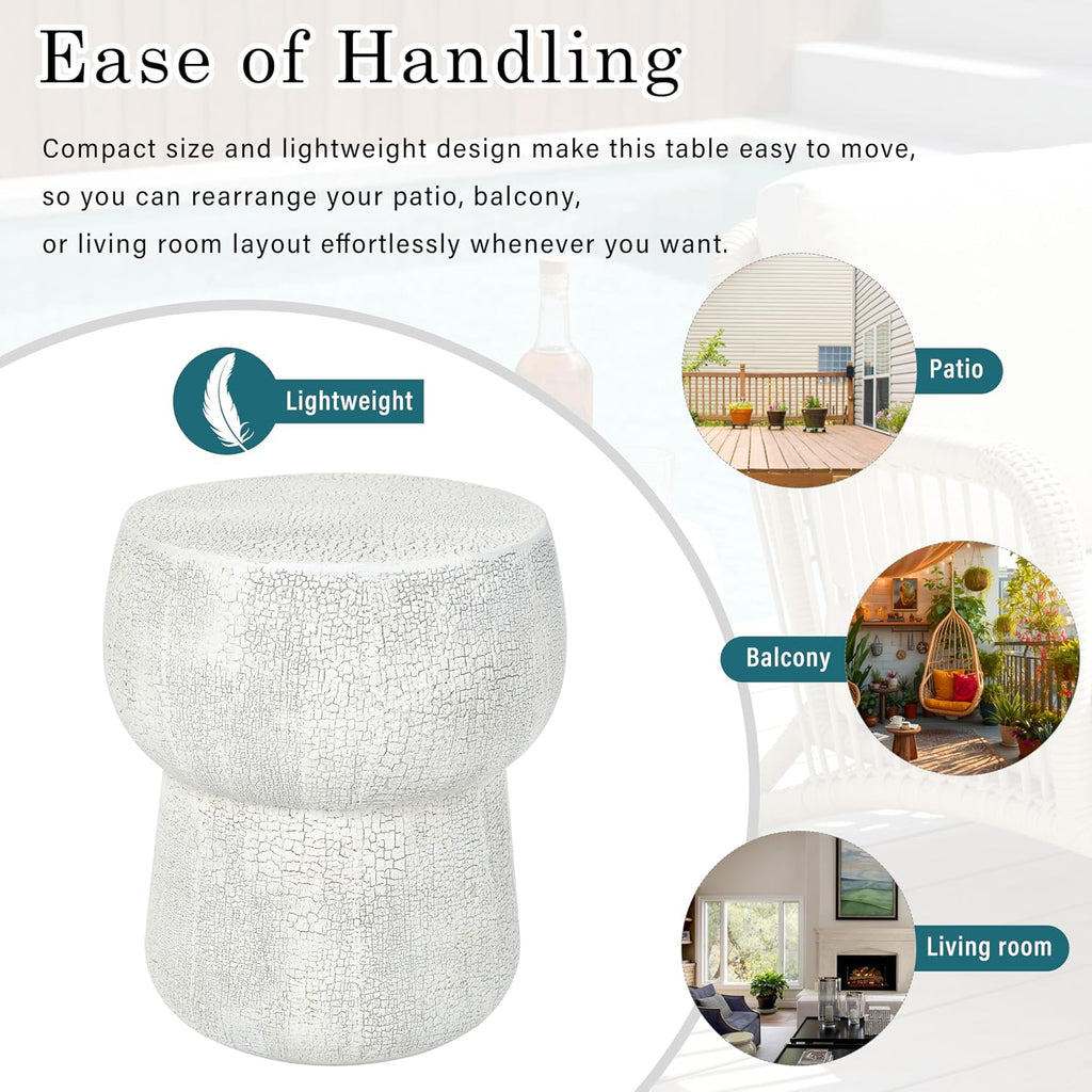 14.37" Side Table with Crack Process,Morden Concrete Accent Coffee Table with Double Barrel Shape,Garden Stools for Patio,Backyard,Outdoor,Indoor,Grey