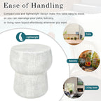 14.37" Side Table with Crack Process,Morden Concrete Accent Coffee Table with Double Barrel Shape,Garden Stools for Patio,Backyard,Outdoor,Indoor,Grey