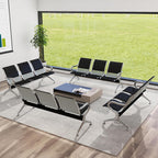 Kinsuite Set of 4 Waiting Room Reception Chairs with Arms 3-Seat Office Guest Chairs & Reception Chairs Bench PU Leather for Airport Office Bank Hospital Seat