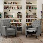 Yaheetech Fabric Recliner Chair with Adjustable Back & Footrest, Mid-Century Modern Accent Armchair Reading Chair, Tufted Upholstered Sofa with Pocket Spring for Living Room Bedroom Gray