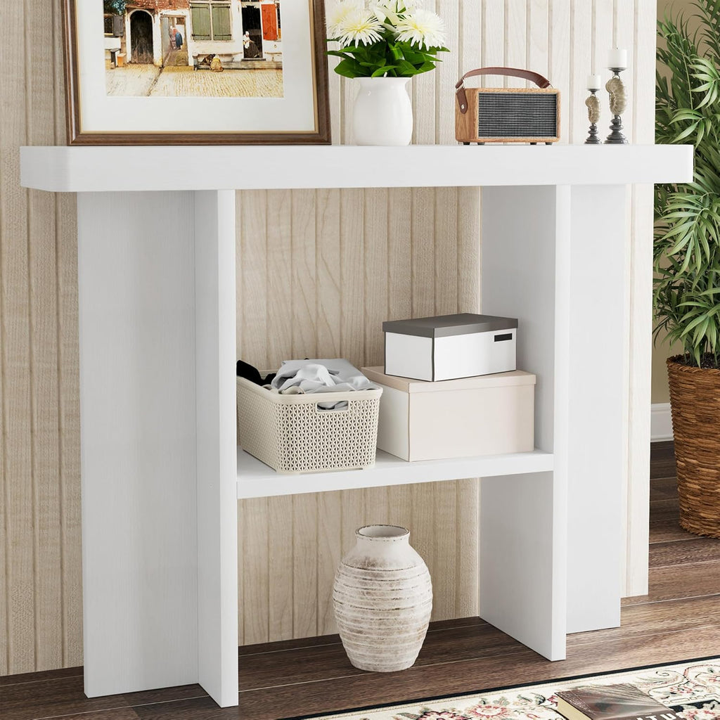senlin Sofa Table, 47 Inch Console Table, Narrow Entryway Table for Hallway, Behind The Couch, Living Room, Foyer, Easy Assembly (White)